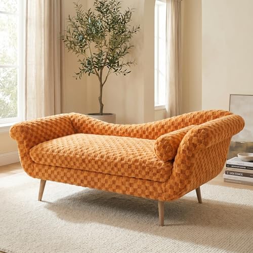 ERYE Upholstered Left Facing Chaise Lounge Chair W/Scroll Arms and Wood Legs,...