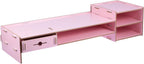 Pink Computer Monitor Stand Riser with Drawer Desktop Organizer Storage Box Office Desk Storage for Home School Space-saving Monitor Riser Stand