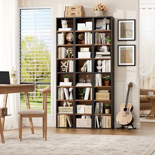 FOTOSOK Bookshelf Bookcase 8-Tier Narrow Bookshelf Tall CD Media Tower Rack