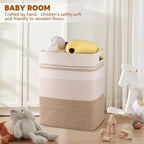 Laundry Hamper, Large Woven Rope Tall Laundry Basket with Handles, 22" X 17" X 13", Decorative Storage Basket for Clothes and Blankets in Living room, Bedroom, Brown Variegated