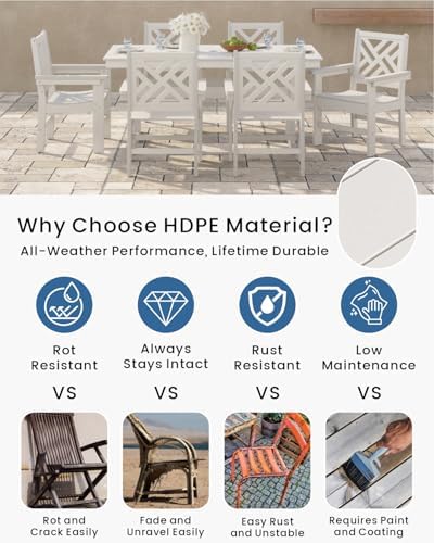 7-Piece Outdoor Dining Set, HDPE All-Weather Patio Table and Chairs Set for 6...
