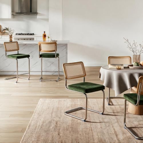 GrandNoor Natural Rattan Dining Chairs Set of 4, Cesca Design Kitchen Chair