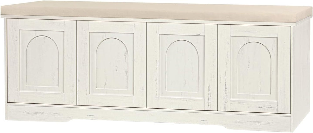 DINZI LVJ Shoe Bench, Entryway Storage Bench with Doors, Cushion, 2-Tier Shoe...