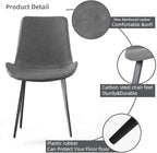 Dining Chairs Set of 2, Modern Kitchen & Dining Room Chairs, Upholstered Faux Leather Cushion Seat and Sturdy Metal Legs (2 Grey Chairs)