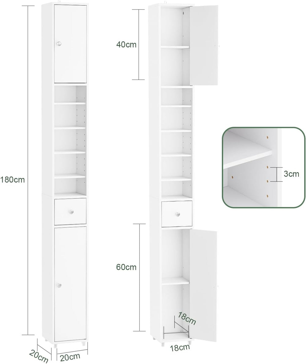 Haotian Narrow Bathroom Storage Cabinet, Tall Slim Cabinet with Adjustable Sh...