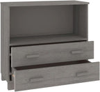 Light Grey Sideboard with Solid Pine Wood and MDF Construction, Modern Storage Cabinet for Living Room or Dining Room, 4-Drawer Furniture Piece with Smooth Finish and Durable