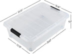 Gloreen 25 Quart Plastic Underbed Storage Container with Wheels, Clear Under Bed Storage Box Bins, 3-Pack
