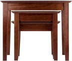 Pemberly Row 3-Piece Rectangular Solid Wood Nesting Tables, Antique Walnut Finish, Space-Saving Design, Rounded Tops and Tapered Legs, Living Room or Display Use
