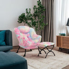 HollyHOME Faux-Fur Lazy Chair with Foldable Ottoman, Accent Comfy Lounge Arm Chair and Folding Footrest Stool Set, Leisure Sofa Reading Chair and Footstool for Living Room, Bedroom, Dorm, Colorful