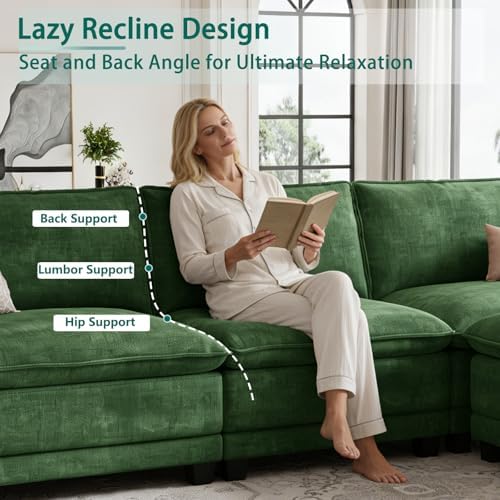 108" Modular Sectional Couch, L Shaped Cloud Sofa for Living Room | Comf...