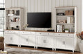 WAMPAT Entertainment Center with Bookshelves for TVs up to 75", Farmhouse Wall Unit TV Stand with 8 Doors & 4 Drawer, Media Console Table for Living Room, Bedroom & Home Theater, Off White
