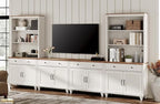 WAMPAT Entertainment Center with Bookshelves for TVs up to 75", Farmhouse Wall Unit TV Stand with 8 Doors & 4 Drawer, Media Console Table for Living Room, Bedroom & Home Theater, Off White