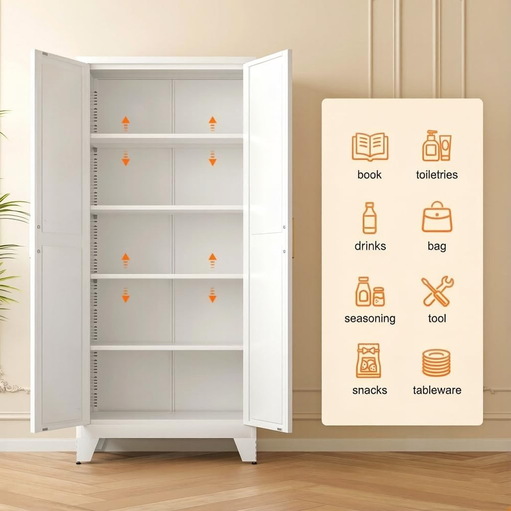 LCAOPC 71" Tall Metal Storage Cabinet with 2 Doors and 4 Adjustable Shel...