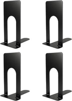 Book Ends for Shelves, 4 Pack Metal Bookends, Compact Book Stopper for Small Books, CDs, Vinyl Records, Desk & Classroom Organizer, 3.9x2.8x5.2 Inch, Gift for Book Lovers
