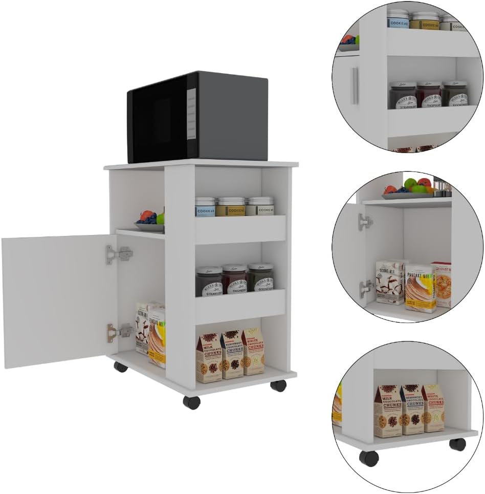 2 Piece Kitchen Set with Island and Microwave Pantry Cabinet | Includes inter...