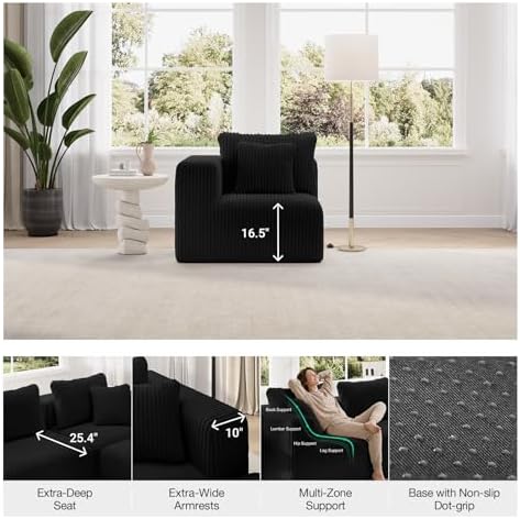 Novilla Modular Sectional Sofa, Modern Cloud Sectional Couch with Smarts Coil...