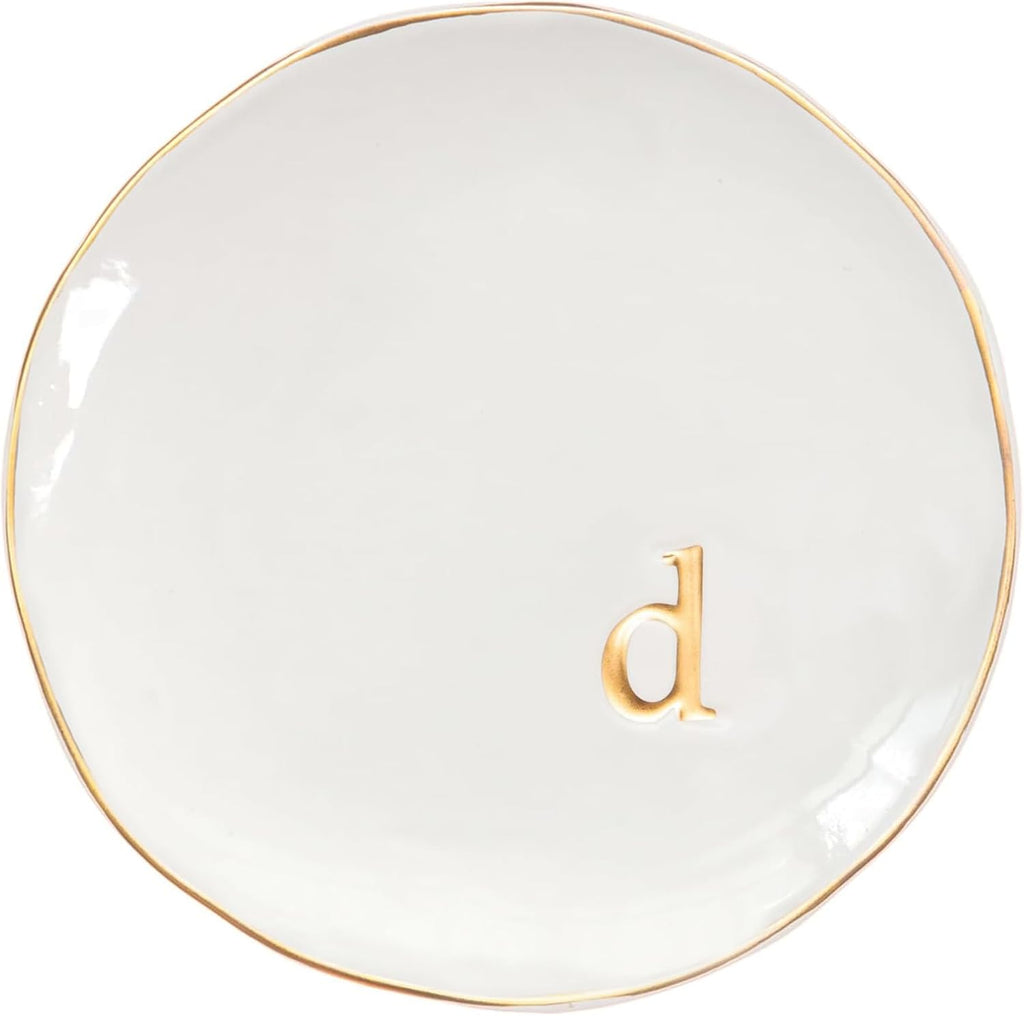 COLLECTIVE HOME - Ceramic Jewelry Tray, Decorative Trinket Dish for Rings Earrings Necklaces Bracelet Watch Keys, Birthday Mother's Day Christmas Gift for Women, 4.75", Glossy (d)