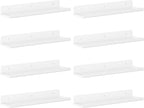 Lifewit Floating Shelves for Wall, 8 Pack White Acrylic Shelf 15" Room Decor for Bookcase/Vinyl Record Display/Photo/Picture in Bedroom, Living Room, Bathroom, Kitchen Storage and Organization