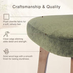 YOUNIKE Wooden Dining Chair, Chenille Fabric Upholstered Dining Room Chair Kitchen Side Chair, Farmhouse Dinner Chair with Solid Wood Legs for Kitchen Dining Vanity, Green (Single Pack)