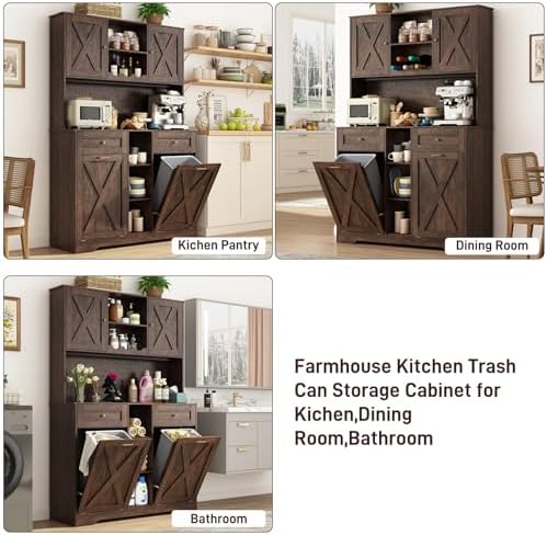 71" Tall 47"Wide Kitchen Pantry Storage Cabinet with Power Outlets,...