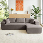 104" Cloud Sectional Couch, Modern Modular L Shape Sectional Sofa with Deep Seat Chaise, Comfy Boucle Boneless Couches for Living Room (Light Grey, Right Chaise)