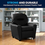 Flash Furniture Chandler LeatherSoft Kids Recliner with Cup Holder and Safety Recline, Contemporary Reclining Chair for Kids, Supports up to 90 lbs., Black