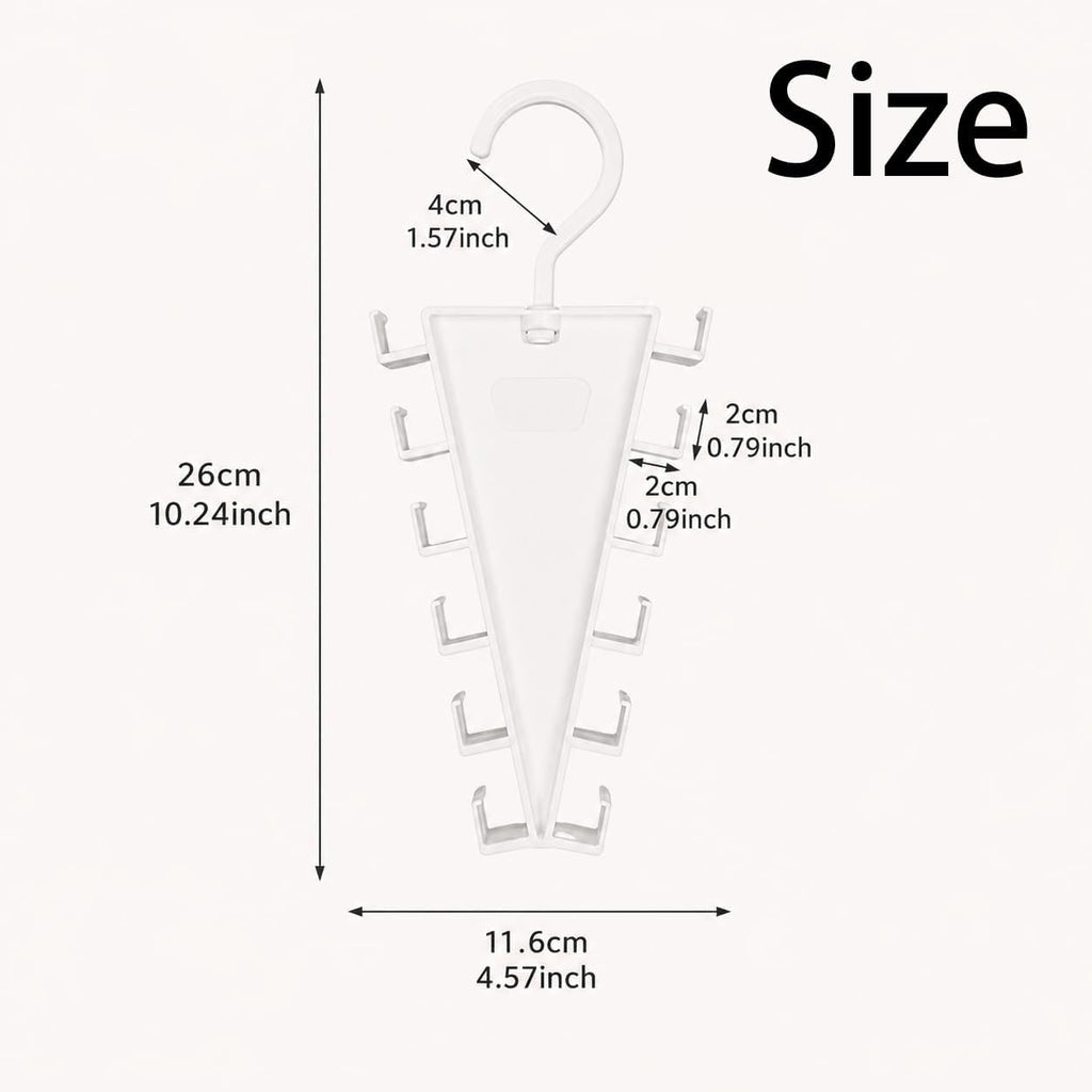 V Shaped Double-Sided Closet Organizer Hanger, 360° Rotating Multi-Layer Vertical Clothes Storage Rack with 12 Hooks, Space Saving Organizer for Hats, Scarves, Belts, Bags and Ties (8PC)