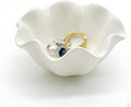 White Flower Jewelry Dish, 3.5″ Lotus Jewelry Bowl Ring Holder, Ceramic Jewlery Tray Cute Vanity Nightstand Bathroom Room Decor Trinket Dish Valentine's Friendship Birthday Gifts for Women Mom