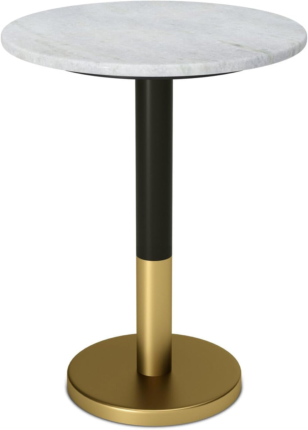 HomeStock Metal & Marble Side Table, Round Pedestal Accent Table - White ...