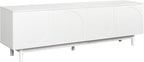 Ball & Cast Modern TV Stand with Arch Cabinets for TVs up to 78", Minimalist Entertainment Center w/Solid Wood Legs and Adjustable Shelves, Media Console for Living Room,White