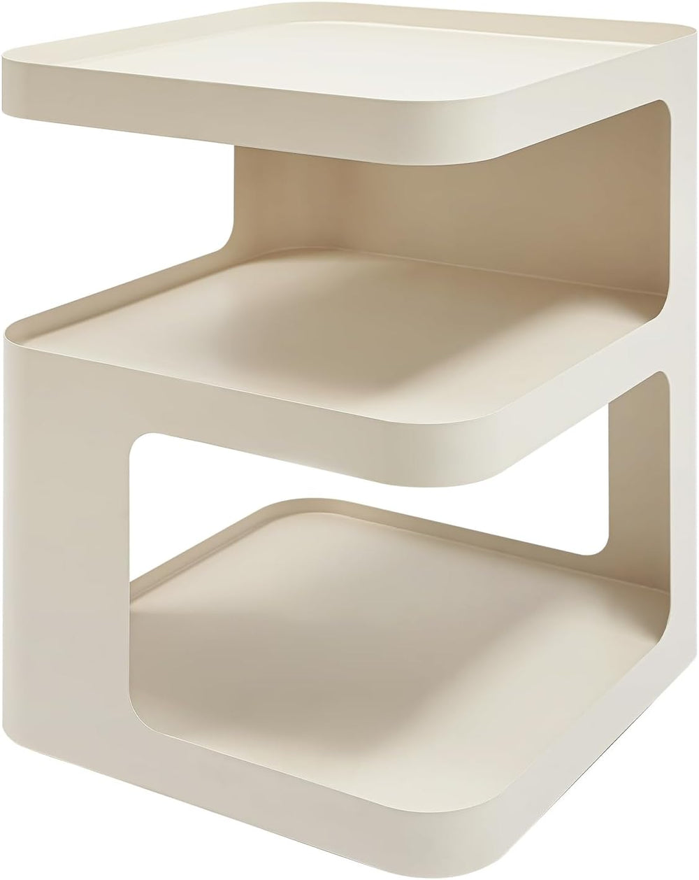 3 Tier Minimalist End Table Modern Side Table with Storage, Freestanding Meta...