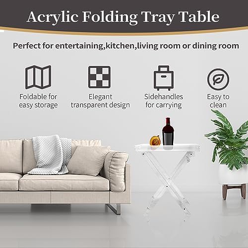 Acrylic Folding Square Tray Table, Clear, 24x20x14 inch, Home, Bar & Show...