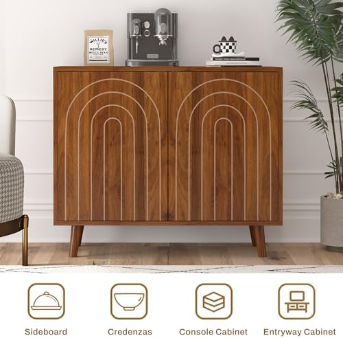 weselon 63" Sideboard Buffet Cabinet Set of 2, Modern Accent Cabinet wit...