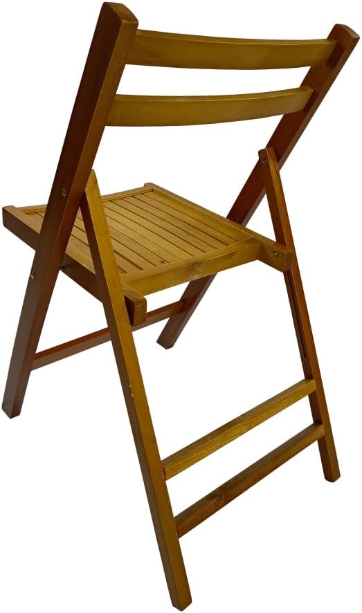 Wood Folding Chairs, Set of 4 Slatted Wood Event Chairs, Honey Color Foldable...