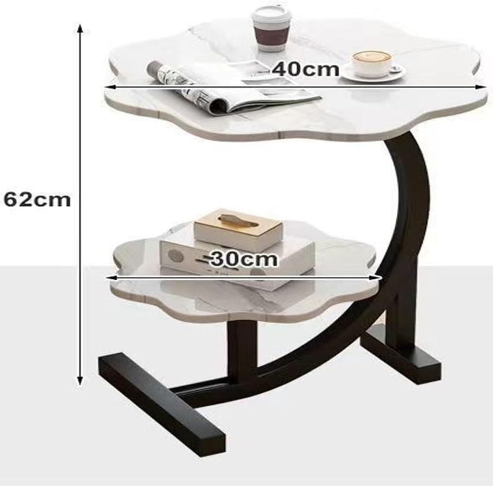 C Shaped End Table Sofa Couch Side Tables with Storage Shelves Nightstand for...
