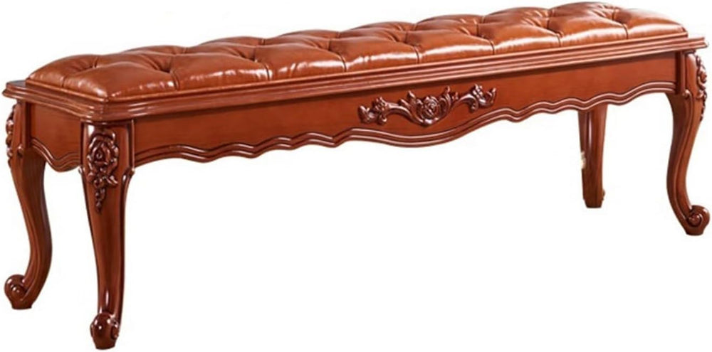 Modern Brown Retro Bedroom Decorative Bench Wooden Simple Bedside Upscale PU ...