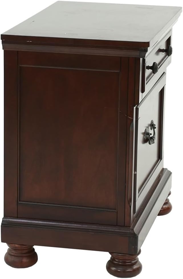 Rubber Wood 2 Drawers Nightstand in Antique Cherry Finish ﻿,for Small Spaces