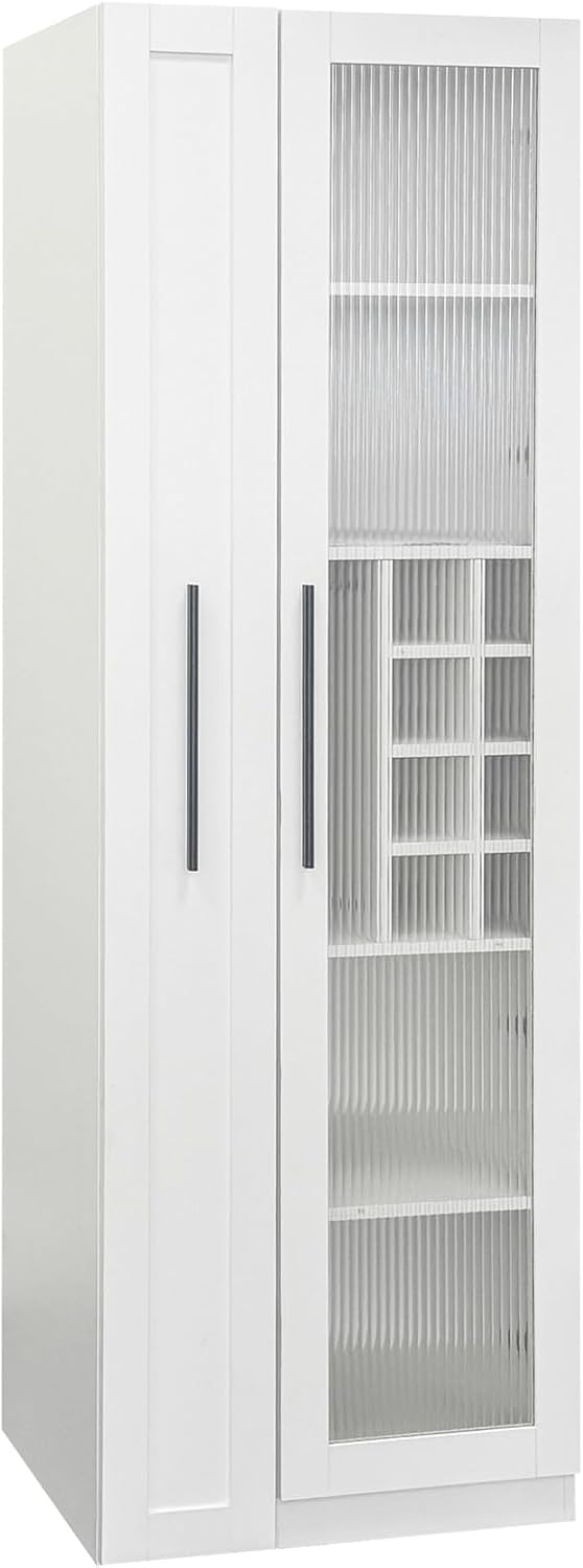 JOYSOURCE Kitchen Hutch Cabinet with 5-Tier Pull-Out Storage Shelves Tall Kit...