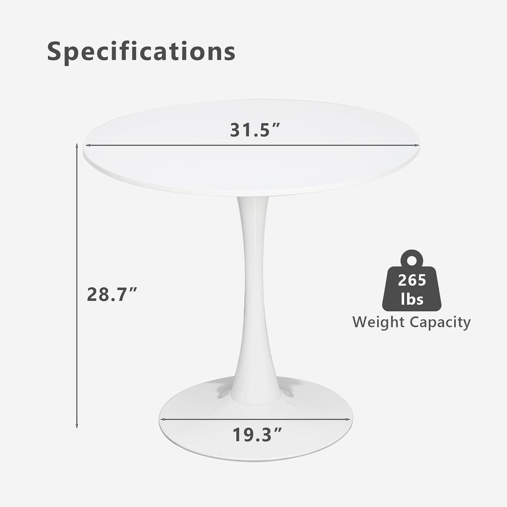 Dining Table and Dining Chair Set 31.5" White Round Table&2 Boucle U...