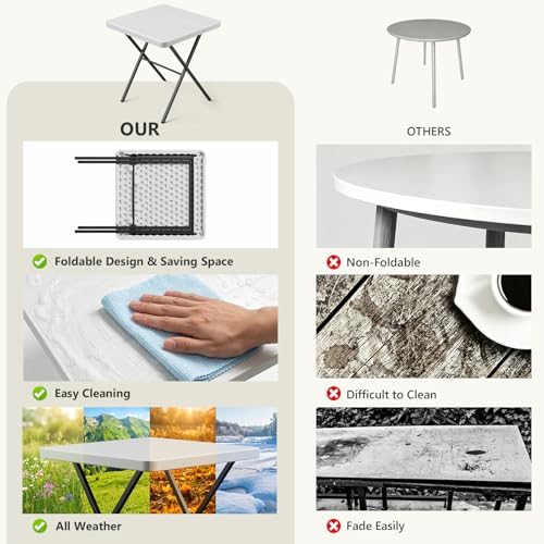 Folding Table Set with 2 Pack Folding Chairs, No Assembly Portable Event Tabl...