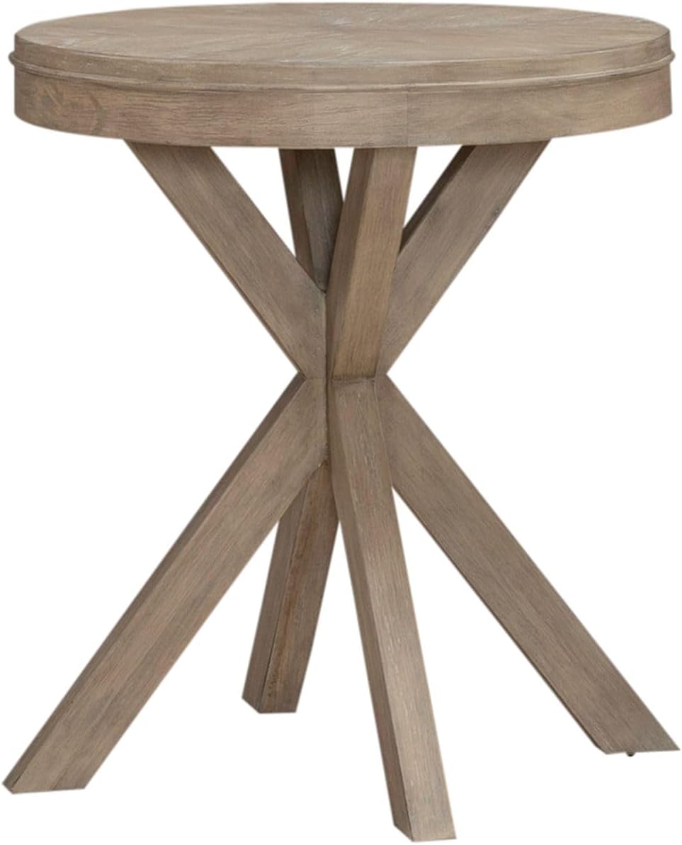 Liberty Furniture Brentwood Round End Table for Living Room - Sandstone Oak Wood