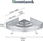 Hoomtaook Corner Caddy Bathroom Shower Shelf Wall Mounted No Drilling 2 Tier Storage Shelves Adhesive Triangle Baskets Silver Bathroom Kitchen Storage Basket