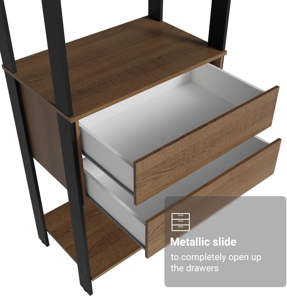 Madesa Kitchen Pantry Storage Rack 27" L with 2 Drawers and Hanging Spac...
