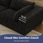 157.6" Oversized L Shaped Modular Boneless Sofa with Ottoman, Cloud Sectional Couches for Living Room, Deep Seat Corduroy Upholstered Couch Furniture Set, No Assembly Required (4 Seater+1 Ottoman)