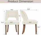 VKNOW Wooden Dining Chairs Set of 2, Modern Fabric Upholstered Dining Room Chair Kitchen Chairs, Farmhouse Dinner Chair for Kitchen Dining Room, Cream