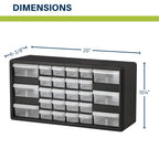 Akro-Mils 26-Drawer Plastic Drawer Storage Cabinet for Garage Organization, Bead Organizer, Building Bricks Storage, Teacher Toolbox, Makeup Organizer, 20-Inch W x 6-Inch D x 10-Inch H, 10126 Black