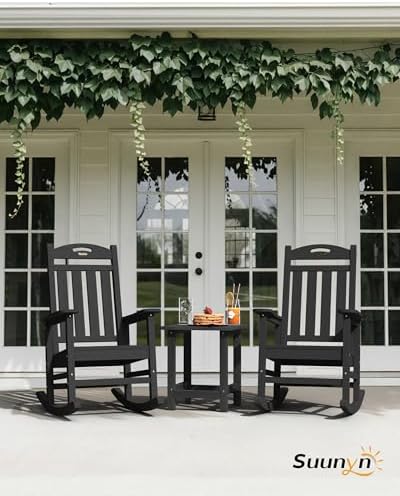 Outdoor Rocking Chair Set of 2,HDPE Patio Rocking Chair,All Weather | Relax i...