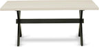 East West Furniture X627AB624-9 9 Piece Dining Set Includes a Rectangle Dining Room Table with X-Legs and 8 Black Color Linen Fabric Upholstered Parson Chairs, 40x72 Inch, Multi-Color