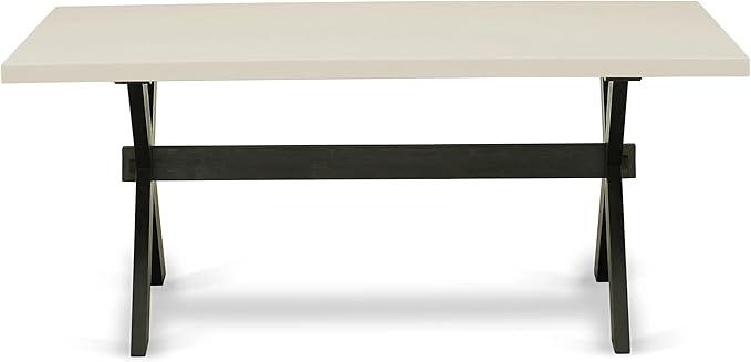 East West Furniture X627MZ650-5 5 Piece Dinette Set Includes a Rectangle Dining Room Table with X-Legs and 4 Dark Gotham Grey Linen Fabric Upholstered Chairs, 40x72 Inch, Multi-Color