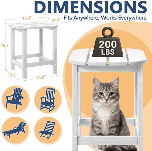 Outdoor Rocking Chair Oversized of 2 & Side Table Set, HDPE All Weather Resistant Patio Rocker, 31.5" High Back 21.5" Deep Seat Porch Chairs Set for Lawn Garden Deck Balcony 400lbs Capacity(White)